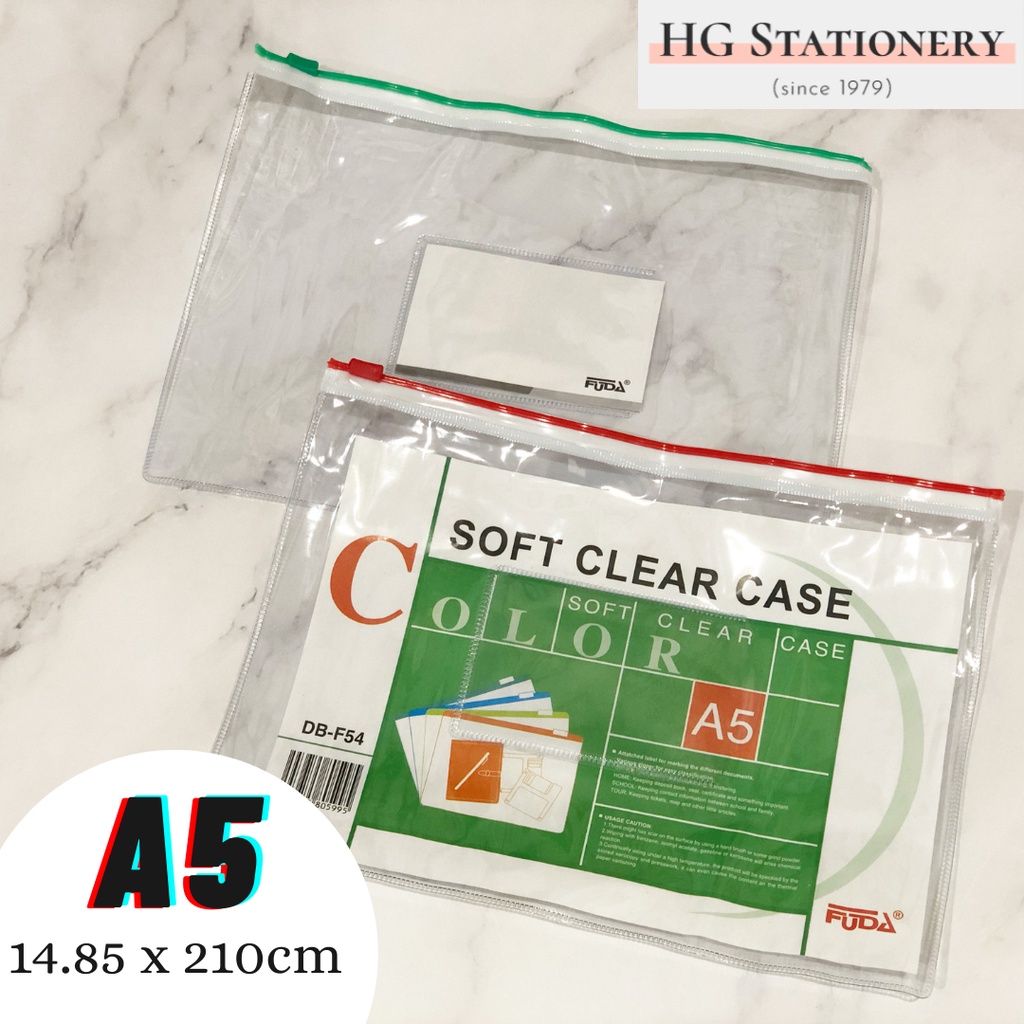 (5PCS) A5 Size Fuda PVC Document Transparent Zip/Document Bag | Shopee ...