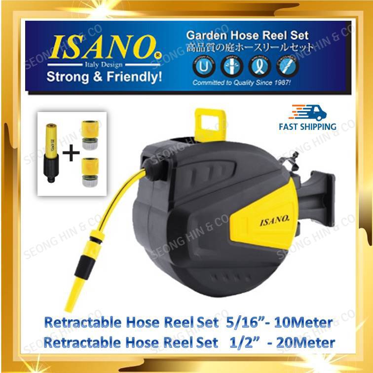 ISANO IHG-03 10M / 20M Wall Mounted Automatic Reel Retractable Water Hose Reel  Auto Rewind Wall Mount Water Pipe