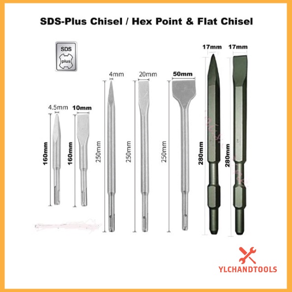 SDS-PLUS CHISEL & HEX BULL POINT/ FALT CHISEL | Shopee Malaysia