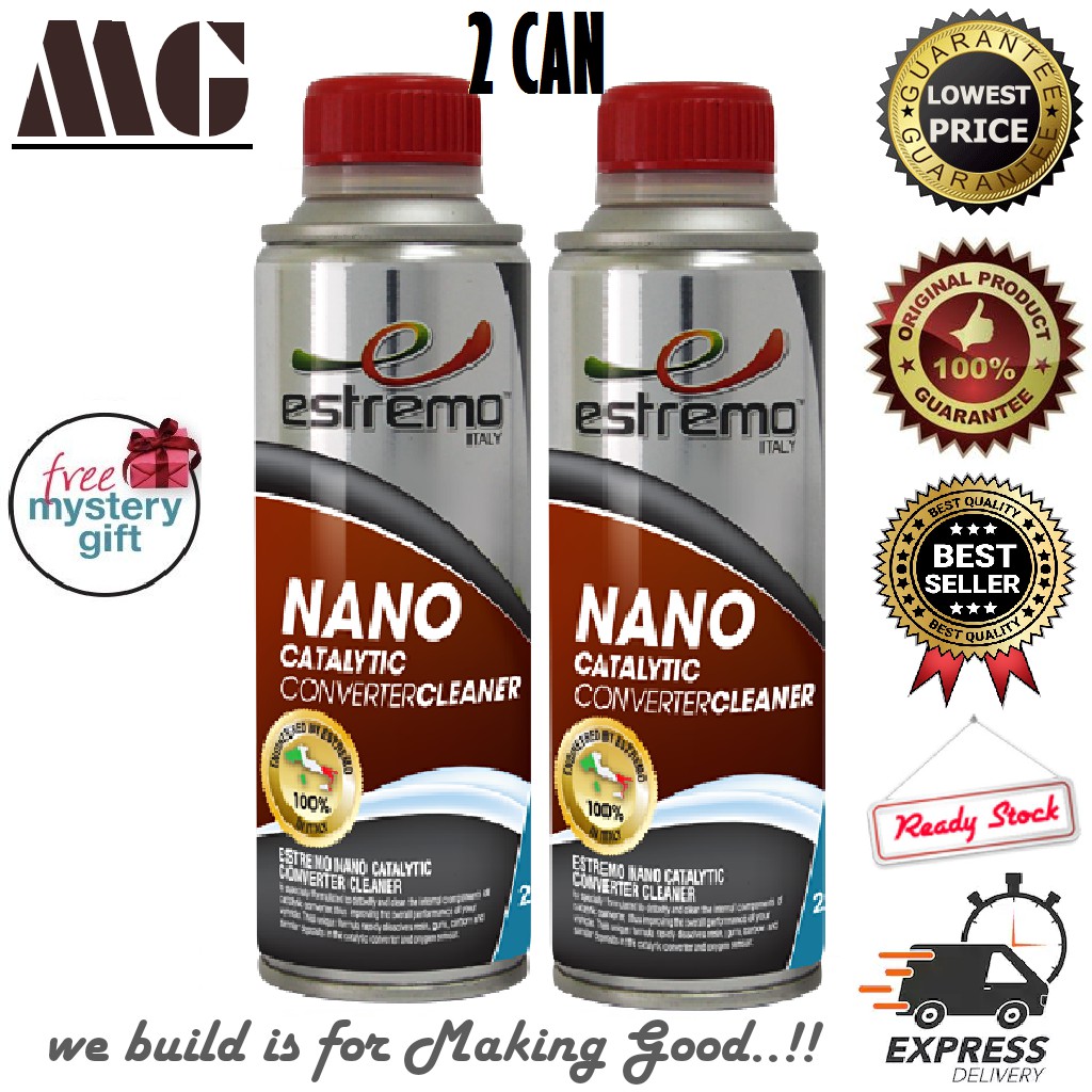 ESTREMO NANO CATALYTIC CONVERTER CLEANER X 2 CAN 250ML Remove harmful