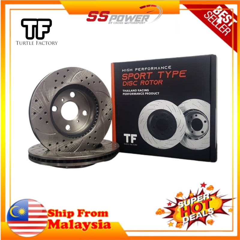 ORIGINAL TF SLOTTED & DRILLED SPORT DISC ROTOR FOR PERODUA AXIA ...