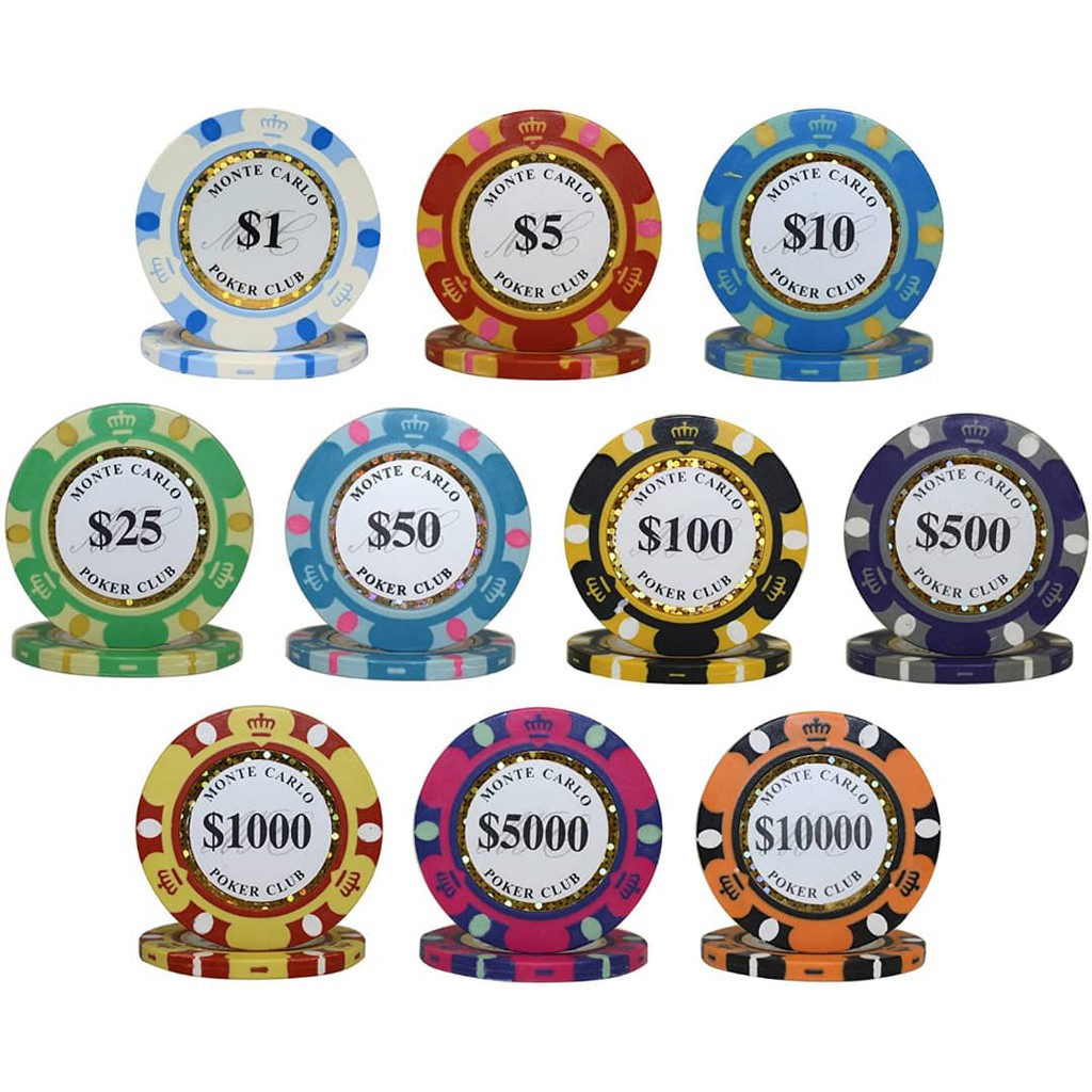 (MALAYSIA READY STOCK )25pcs 14g poker chip Monte Carlo chip pokerstart