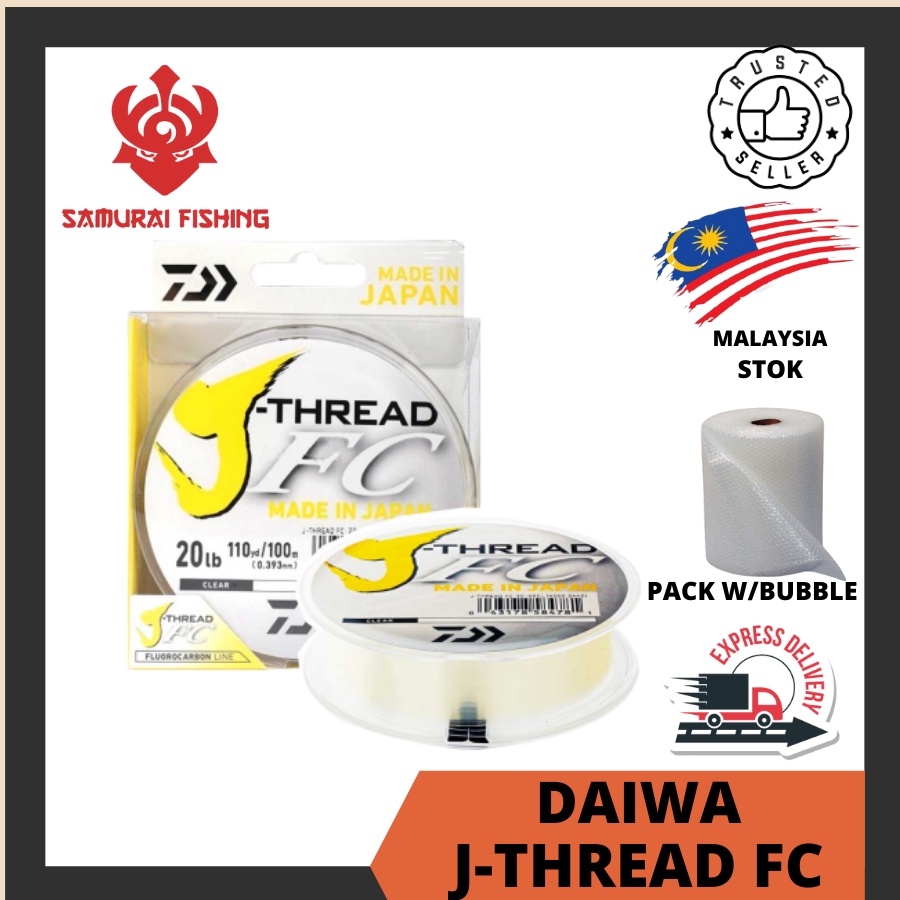 SAMURAI - DAIWA J-Thread FC Line 100% Fluorocarbon 100m/50m 4lb 6lb 8lb  10lb 14lb 20lb 30lb 40lb 50lb 60lb Ready Stock