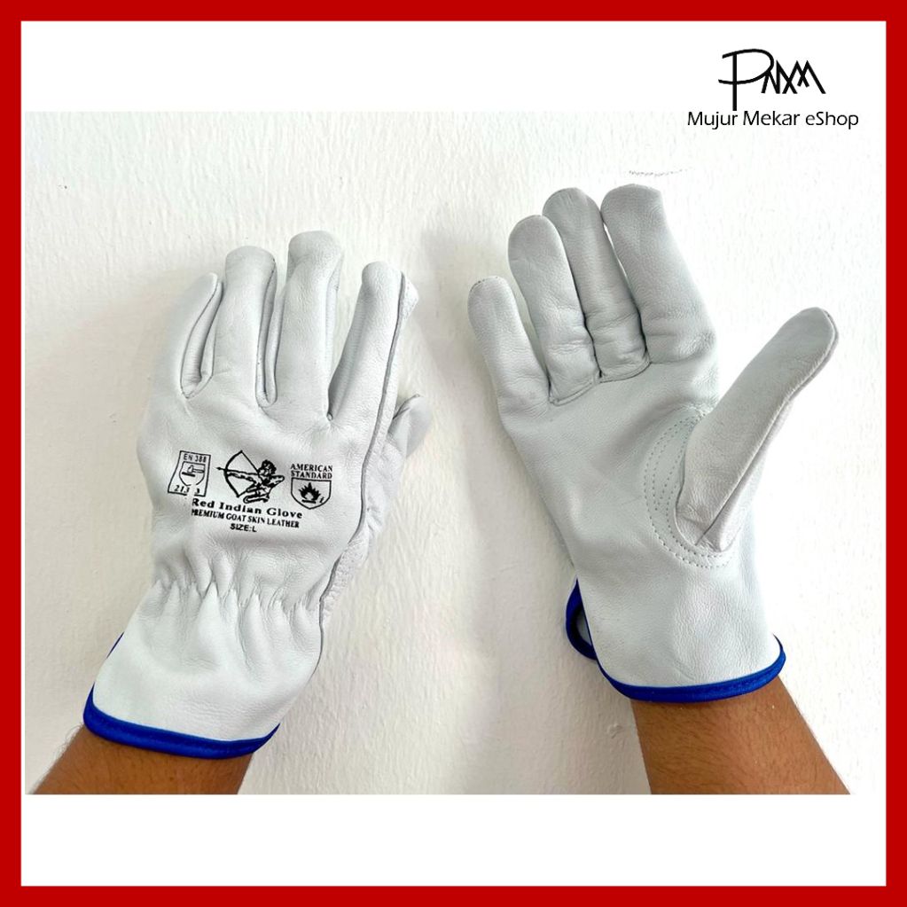 RED INDIAN Goat Skin Leather Glove /Argon/Welding SIZE M, L, XL
