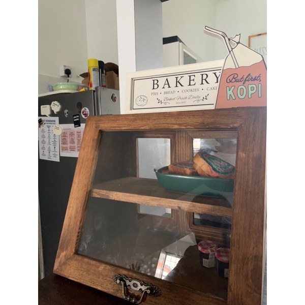 SOLID WOOD Bread Display Cabinet Food Display Kabinet Roti | Shopee ...