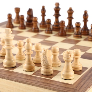  A&A 15 Magnetic Wooden Chess Set/Folding Board / 3 King  Height German Knight Staunton Chess Pieces/Walnut & Maple Inlaid /2 Extra  Queen : Toys & Games