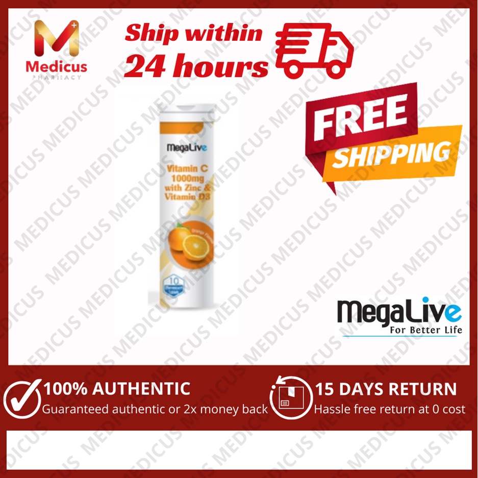 [FREE SHIPPING!!!] MegaLive Vitamin C 1000mg Effervescent Tablet (Exp ...