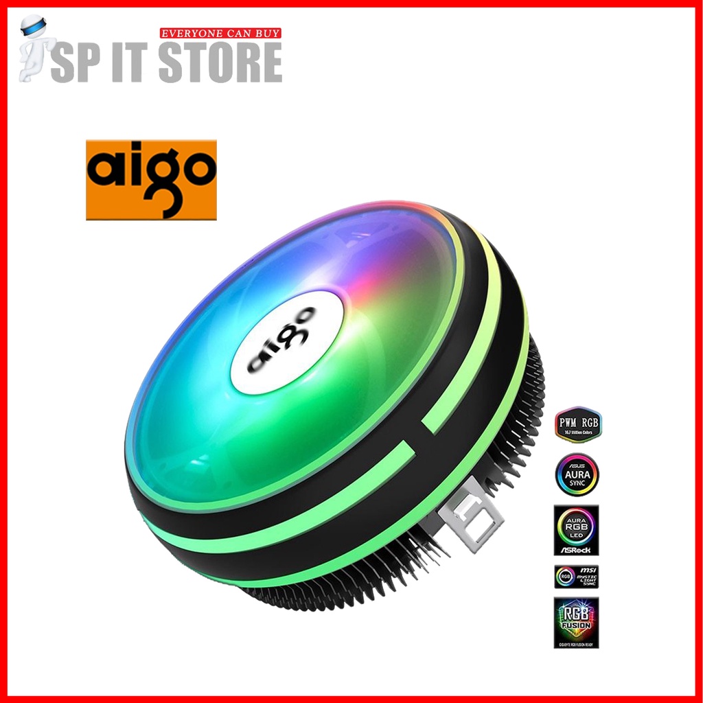 Aigo CPU Cooler Radiator 120mm PWM 12V SYNC RGB LED Fan CPU Air Cooling ...