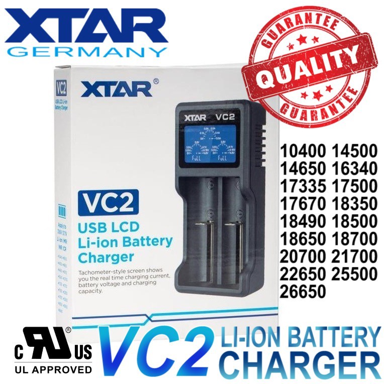 Original XTAR VC2 Portable 2 Slot Universal Digital Smart Intelligent ...