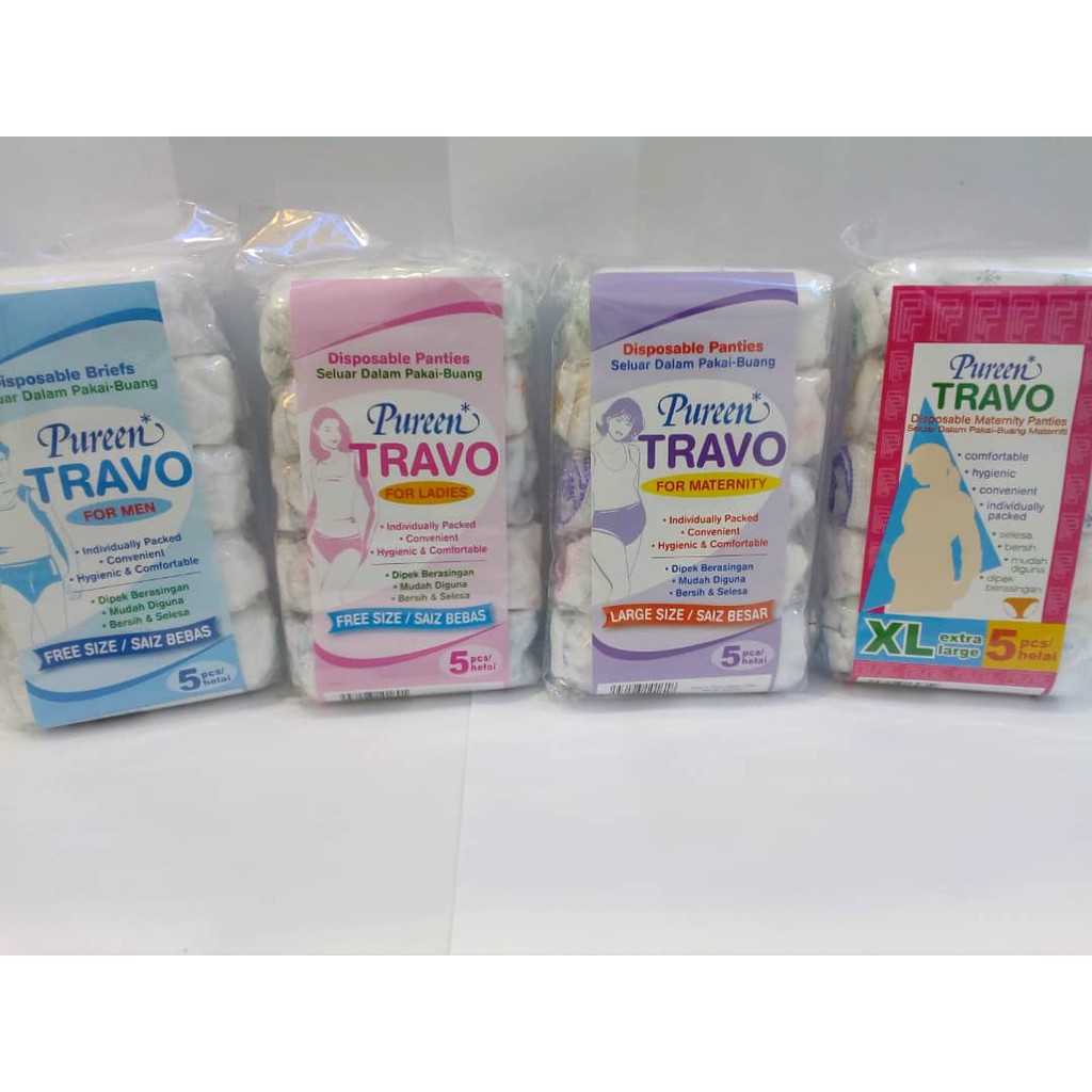 Pureen Travo Disposable Maternity Panties or Underwear (Men/ Ladies/  Maternity Free Size or Size L or Size XL) 5 pcs