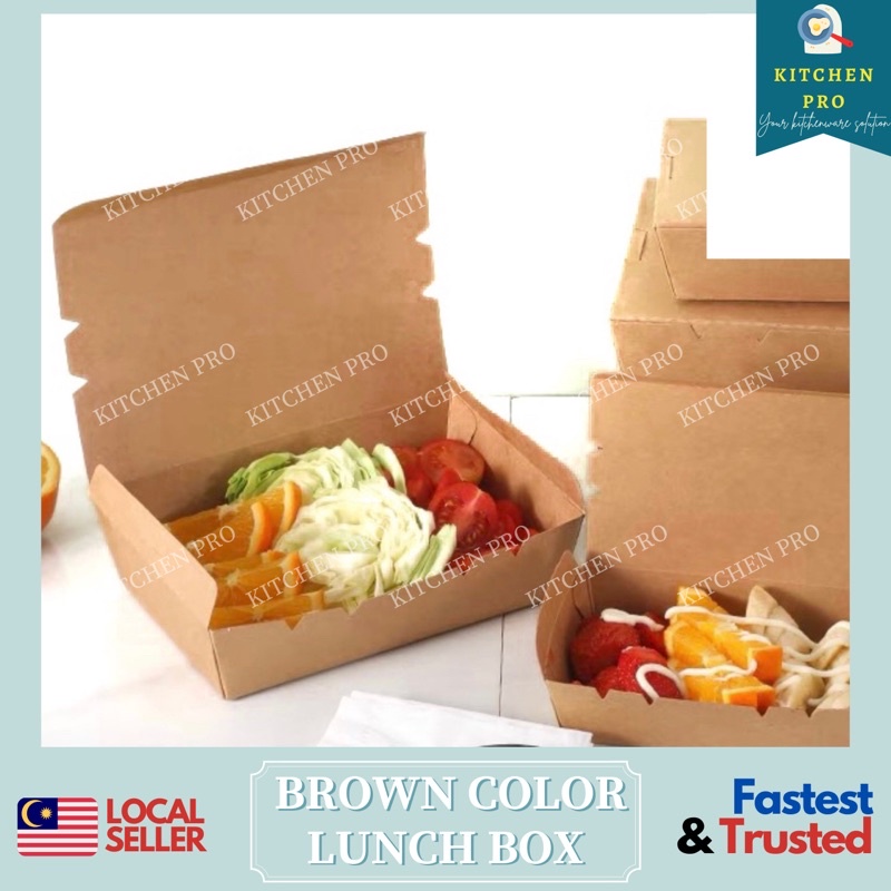 𝐊𝐈𝐓𝐂𝐇𝐄𝐍 𝐏𝐑𝐎 Paper Lunch Box Brown (50pcs/ pack) Size M Paper Bento Box Shopee Malaysia