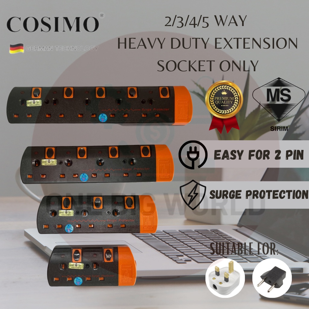 [SIRIM] COSIMO Heavy Duty 3, 4, 5 Way SURGE PROTECTOR Portable ...