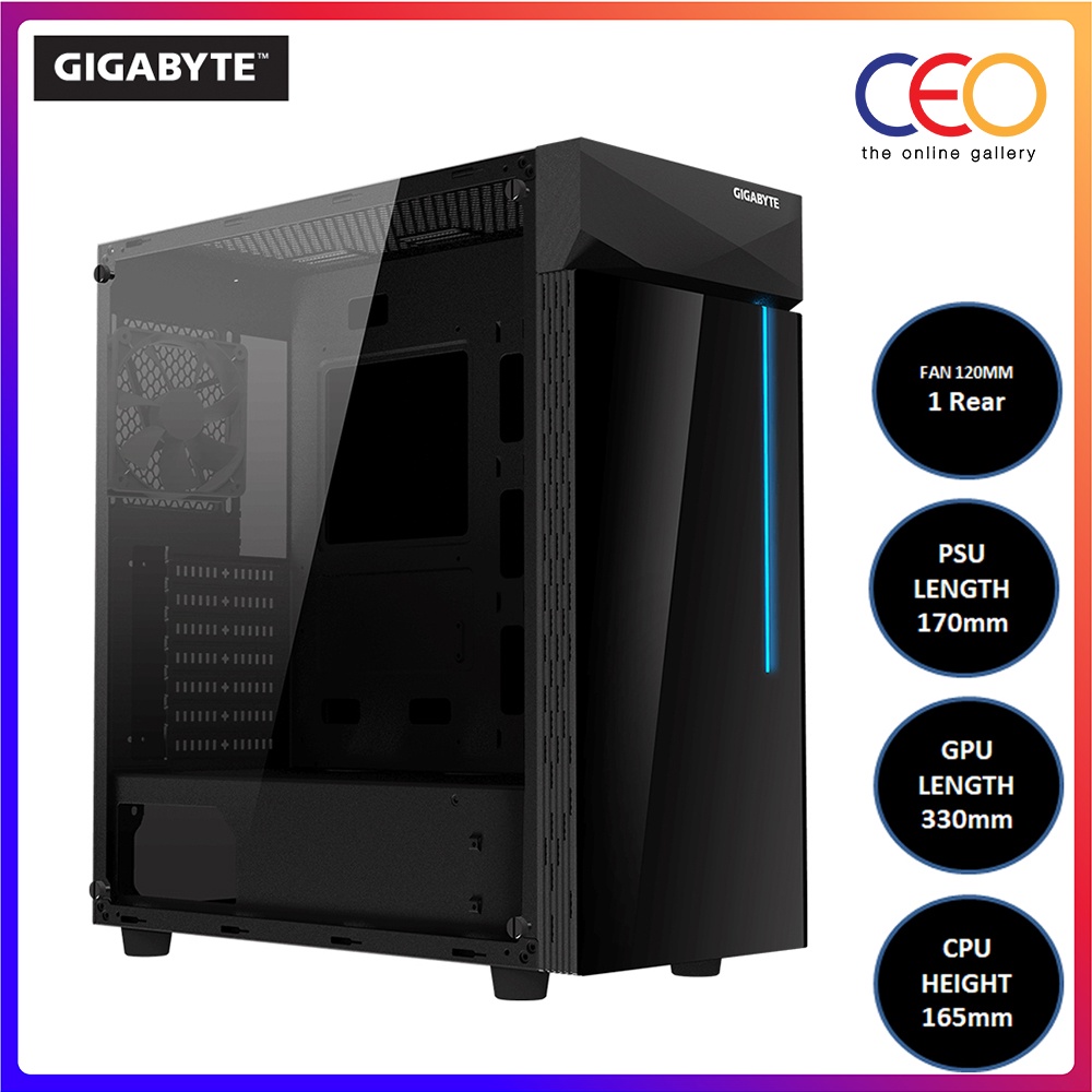 Gigabyte C200 Glass ATX Mid Tower PC Casing RGB Desktop Casing Chassis ...