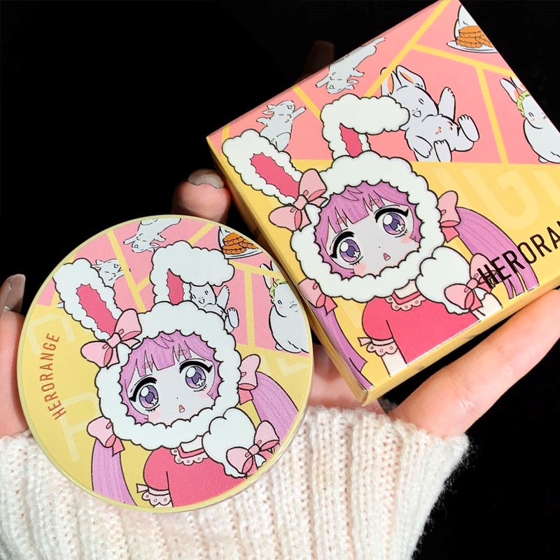 HERORANGE Cute Cartoon Soft Mist Setting Makeup Loose Powder Powder ...
