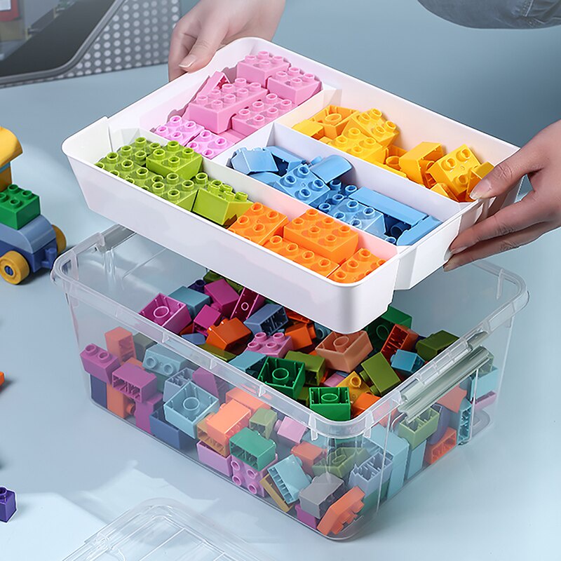 Building Blocks Classified Storage Box Lego Transparent Toy Organizer ...