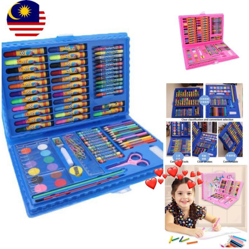 86pcs Kids Colored Pencil Artist Kit Painting Crayon Marker Pen