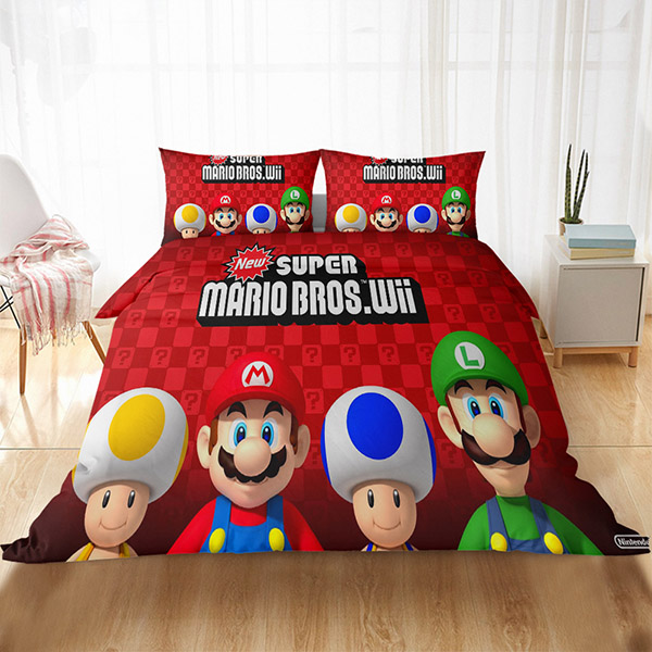 NEW COD Super Mario 3IN1 Bedsheet Set Single Double Size Bed Sheet   Dd3a7fde76c148907d1916276af171b1