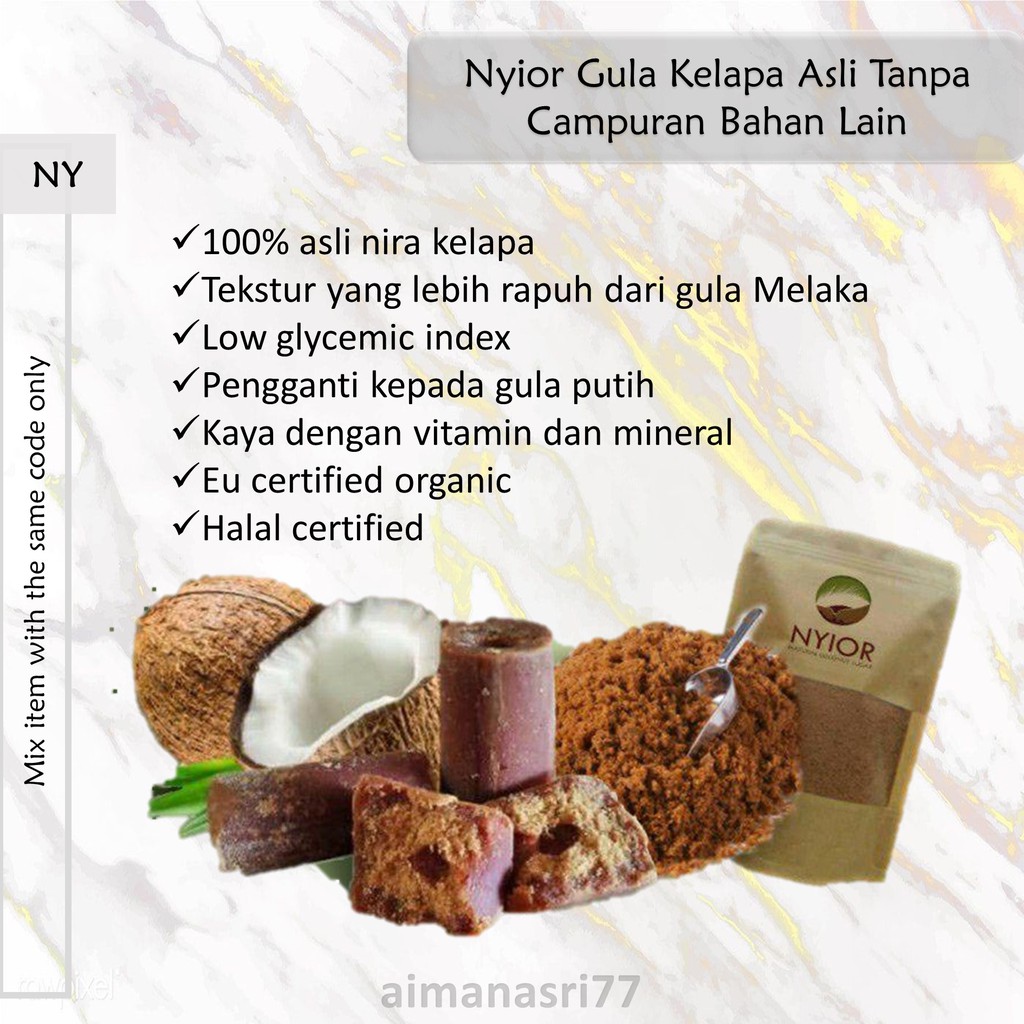 Nyior Gula Kelapa Asli 100% Tanpa Campuran Bahan Lain / Gula Rendah GI ...