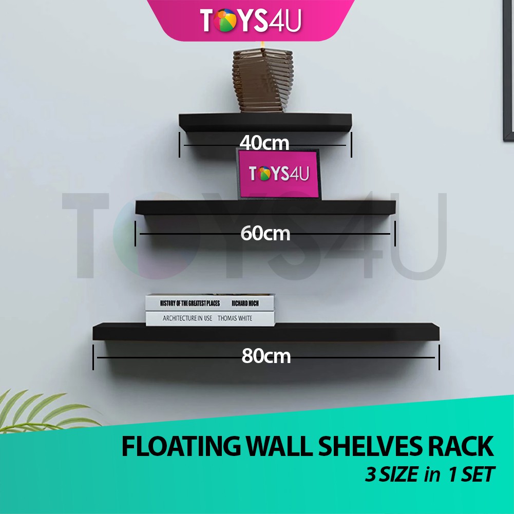 (3 Pcs - 1 Set) Floating Wall Shelves Rack Wall Deco Rak Dinding TOYS4U ...