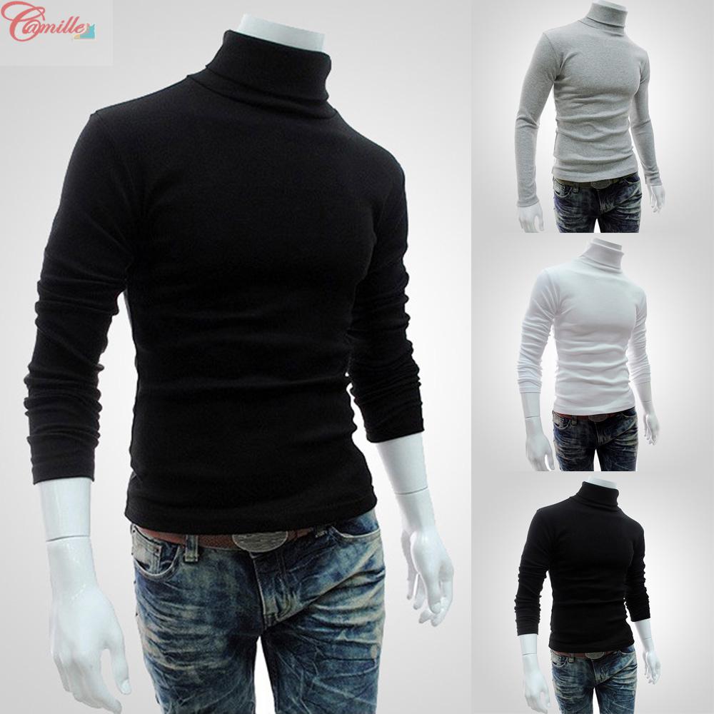 Tops Mens Winter Casual Long Sleeve Turtleneck Undershirt Basic T-Shirt ...