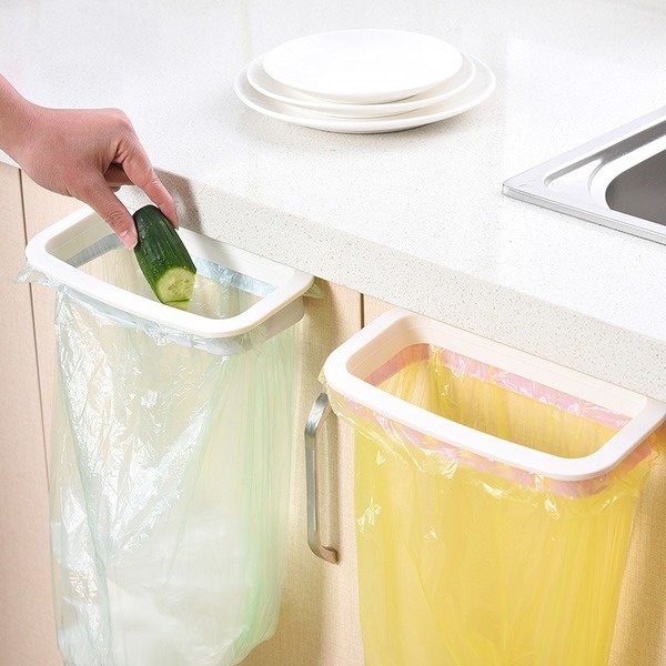 Portable Plastic Garbage Hanging Bag Kitchen Trash Storage Rack Bag Hook  Scouring Pad Dry Shelf Holder Kitchen Organzier