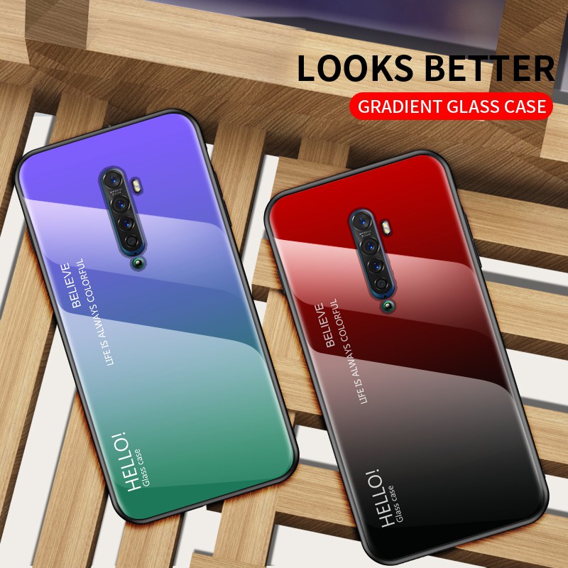 OPPO Reno 2 2F 2Z 10XZoom Reno2 Case Glossy Gradient Tempered Glass ...