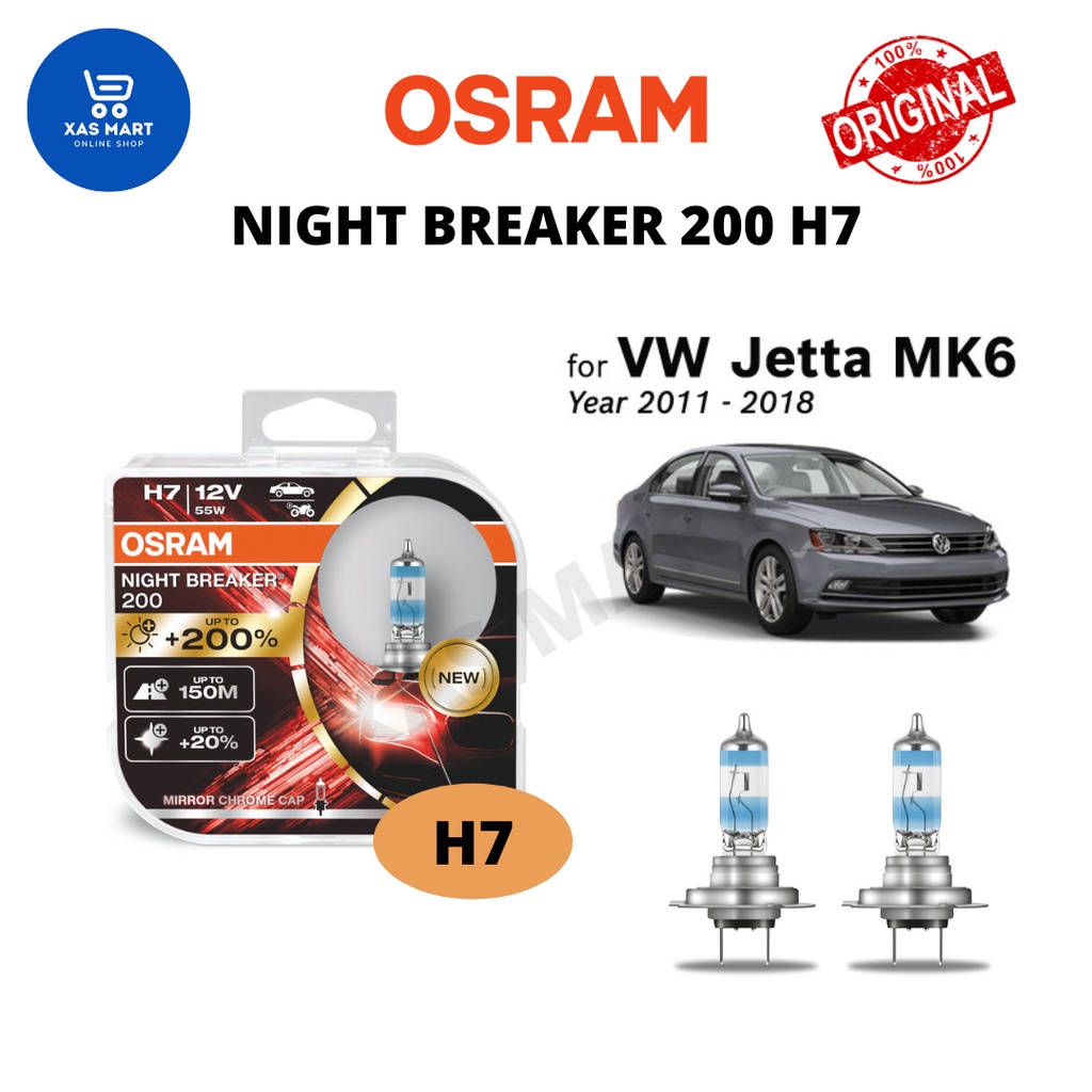 Osram Night Breaker 200 12v H7 Car 200% Upgrade Headlight Bulbs Set