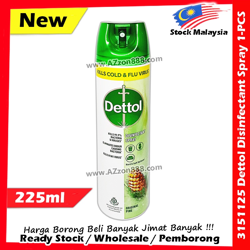Dettol Disinfectant Spray Kills 99.9 Cold & Flu Virus Original Pine 