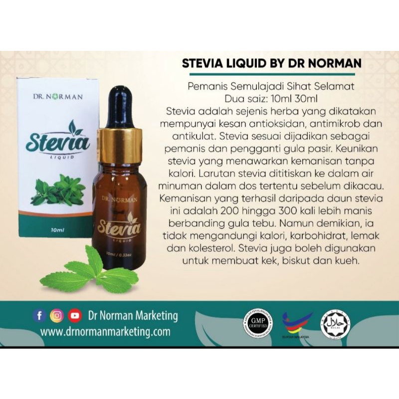 STEVIA Liquid By Dr.Norman Norawi 10ml