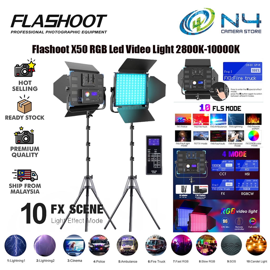 Flashoot X50 RGB Led Video Full Color Panel Light with Remote Control ...