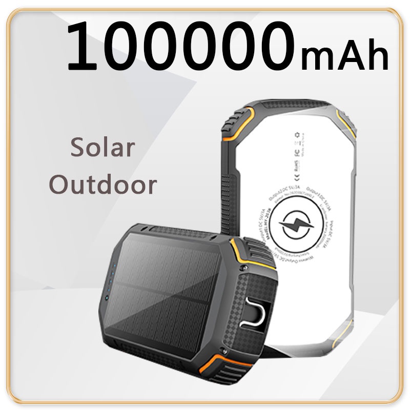 Power Bank Solar Charger 100000Mah Waterdichte Qi Draadloze
