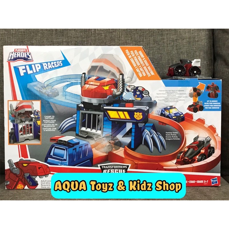 Playskool heroes transformers rescue bots flip racers chomp 2024 and chase raceway