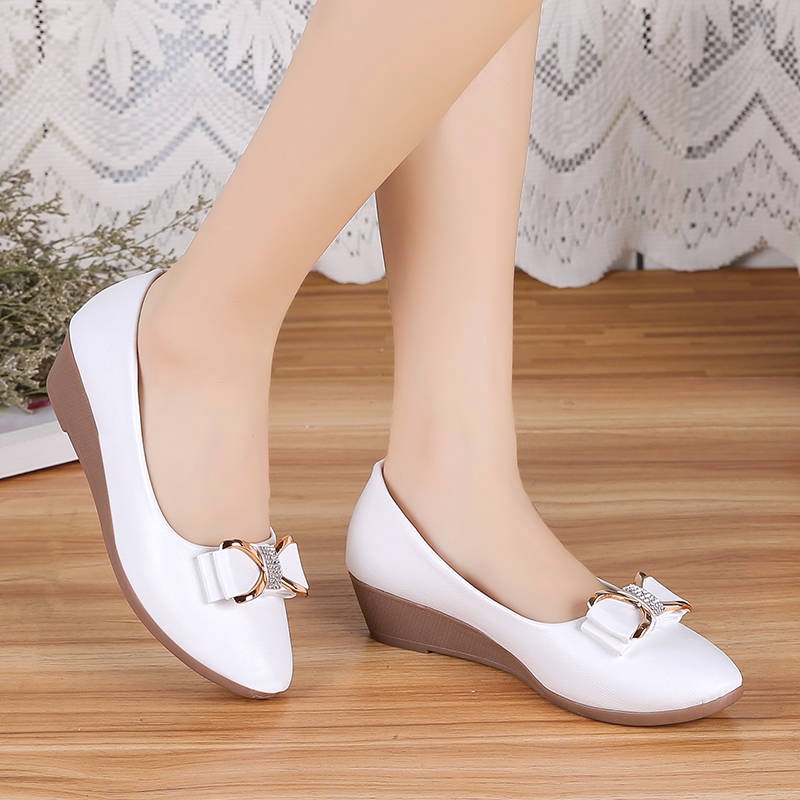 Ready Stock Casual Flat Shoes Woman Mid Heel Bowknot Shoes Casual Working Comfort Heels Shopee Malaysia