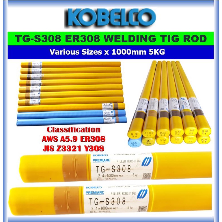 KOBELCO WELDING TIG ROD TG-S308 ( TGS308 , TGS-308 ) ER308 - Various