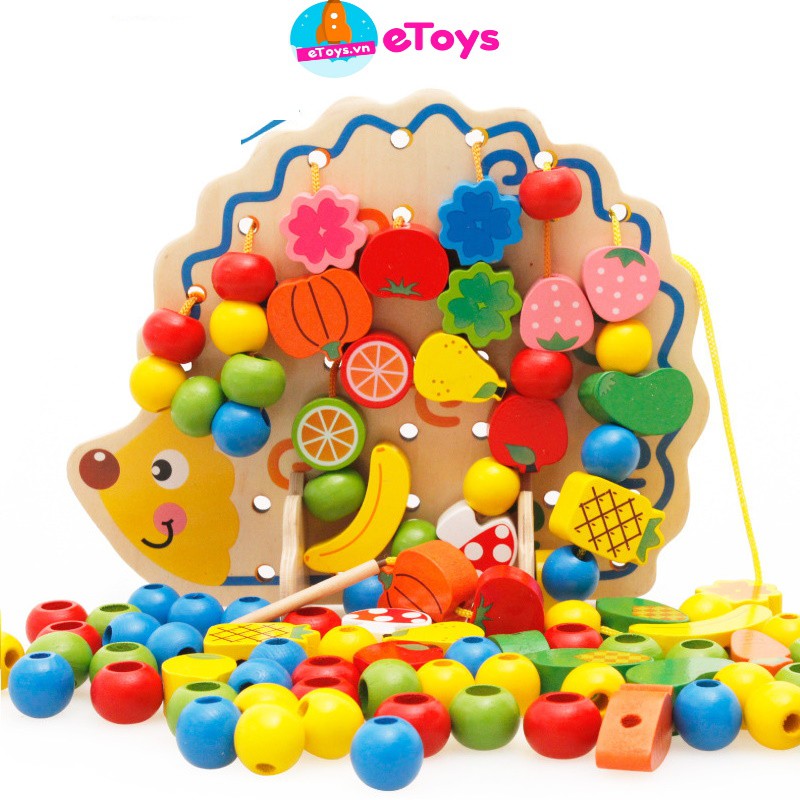 Toy Set Develops Fine Motor Skills, Wooden Beads Hedgehog, 06 Years