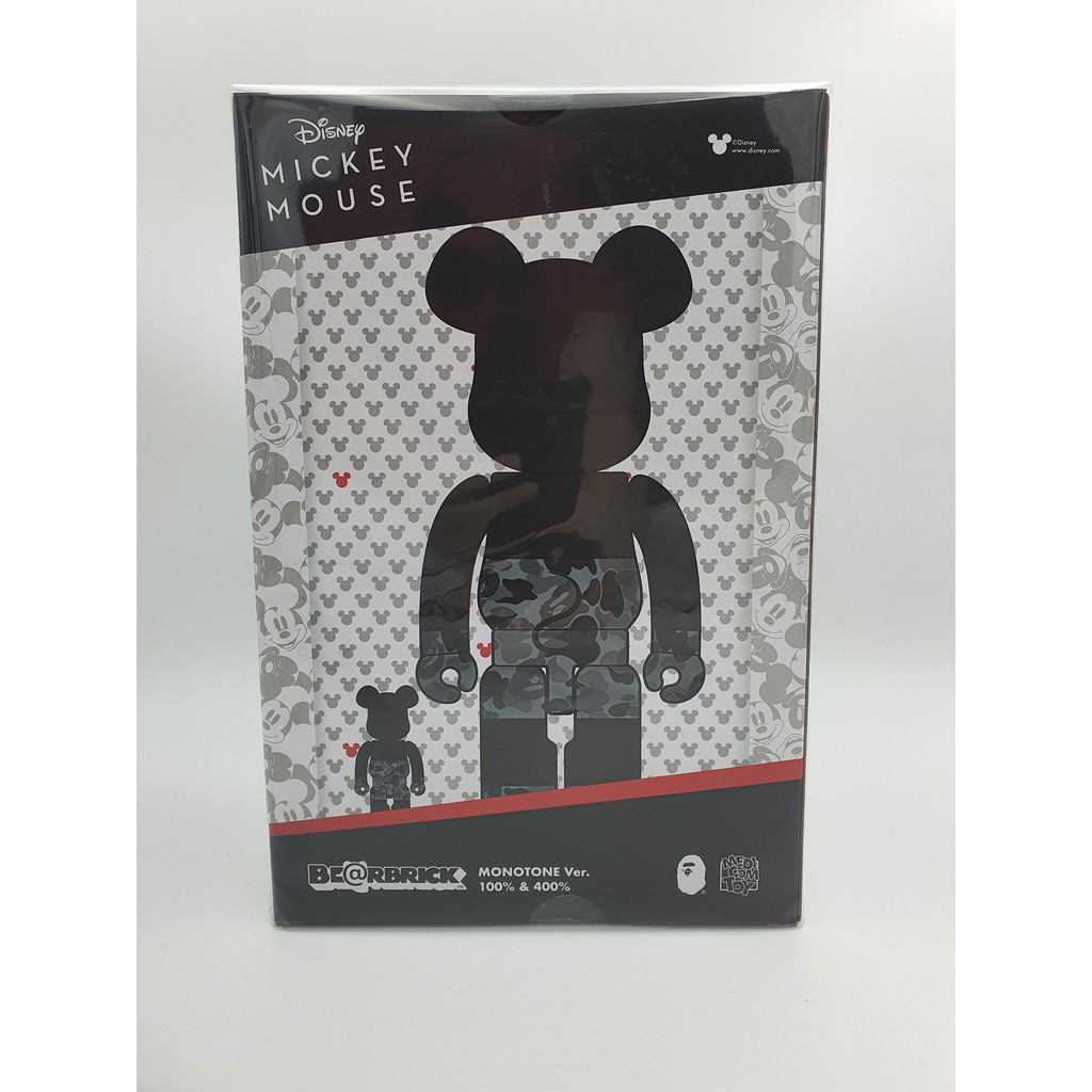 BE@RBRICK Bearbrick BAPE(R) MICKEY MOUSE MONOTONE Ver. 100％ & 400％ | Shopee  Malaysia