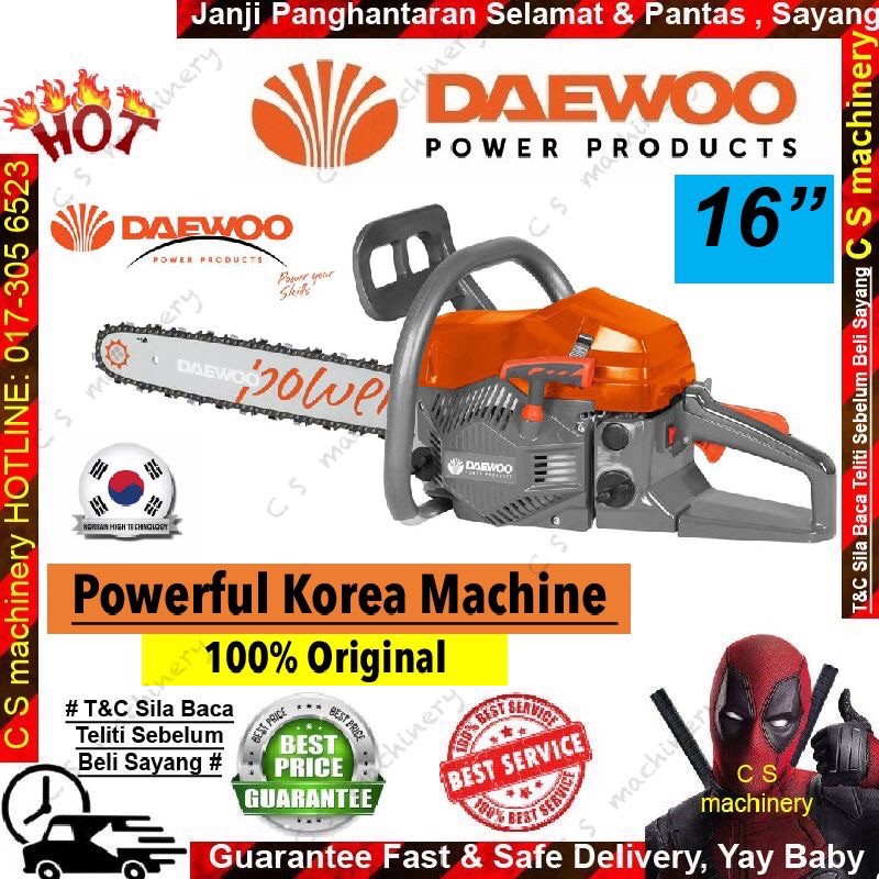 🇰🇷Original Korea DAEWOO Chainsaw 16” Gasoline DACS4516 (45CC) | Shopee ...