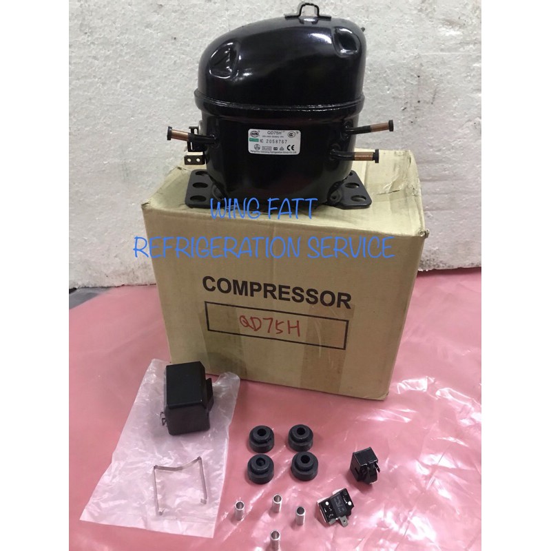 (New) QD75H 1/5HP Refrigerator Compressor R134a gas (Set) Refrigeration