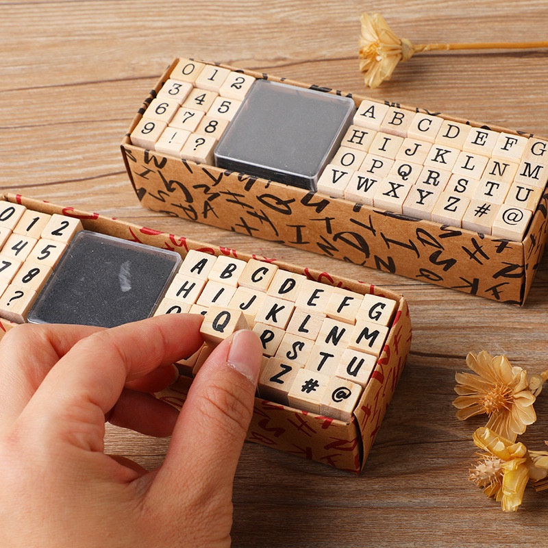 DIY letter stamp set with ink pad digital symbol hand account stamp ...