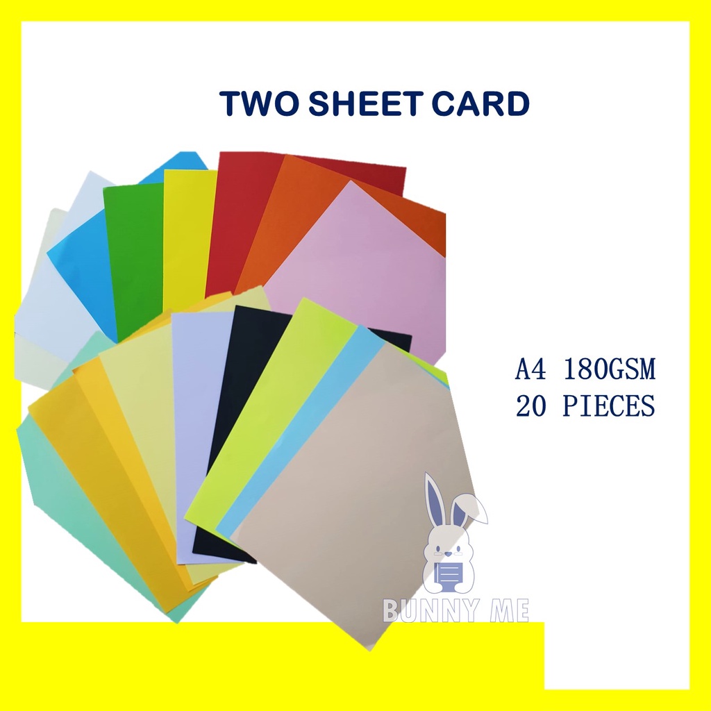 A4 TWO SHEET CARD 120GSM 20 SHEETS / ASSORTED COLOUR PAPER | Shopee ...