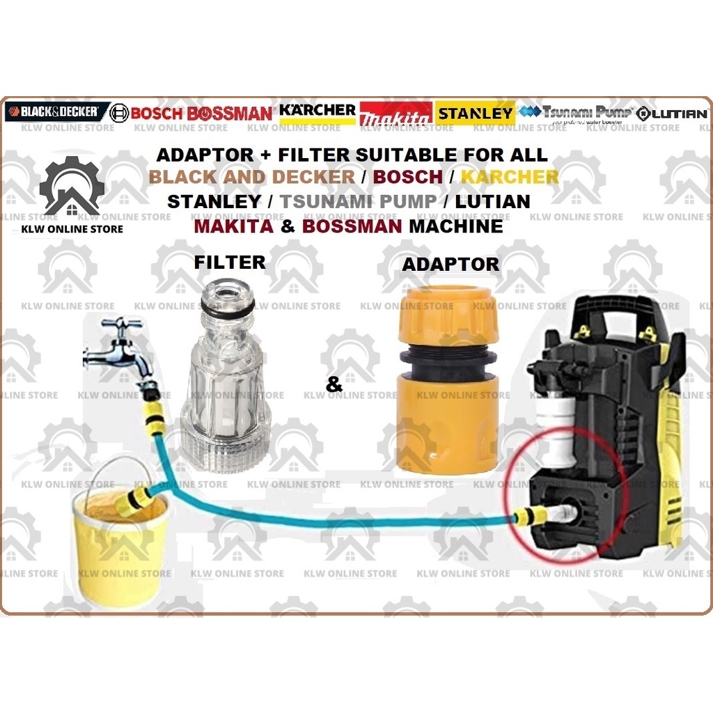 WATER FILTER WATERJET CONNECTOR ADAPTOR BLACK AND DECKER KARCHER BOSCH