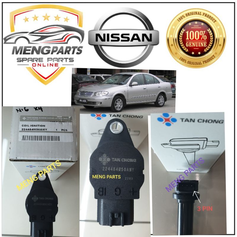 ORIGINAL TAN CHONG NISSAN N16 IGNITION COIL PLUG 224484M50AMY Shopee