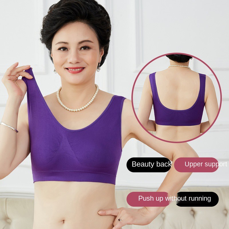 Sexy Lingerie☑❅mother underwear women s bra middle-aged and elderly people  without steel ring pure cotton gathered large