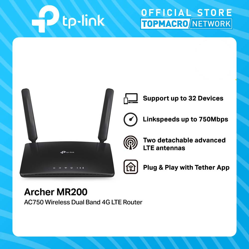 Tp Link Archer Mr200 Ac750 Wireless Dual Band 4g Lte Router Shopee