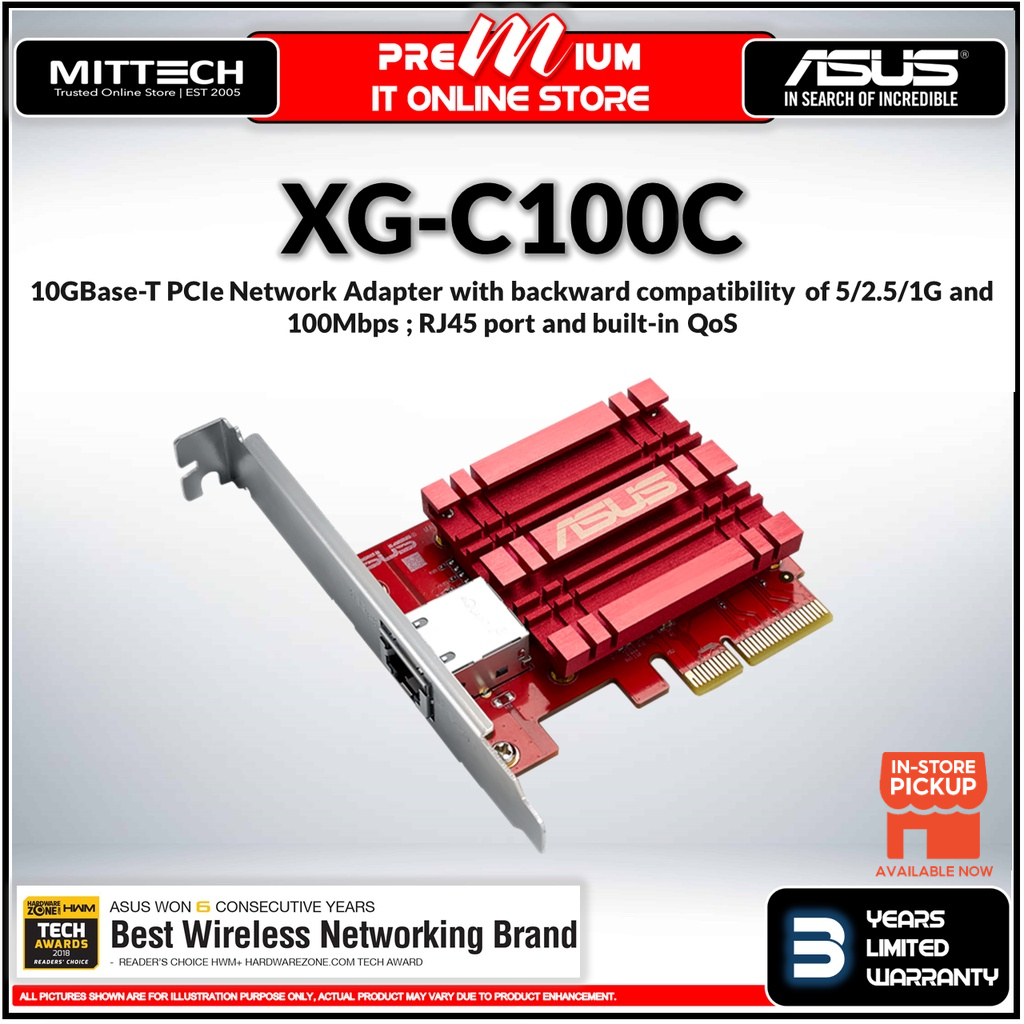 Asus XG-C100C 10GBase T PCIe Network Adapter | With Backward