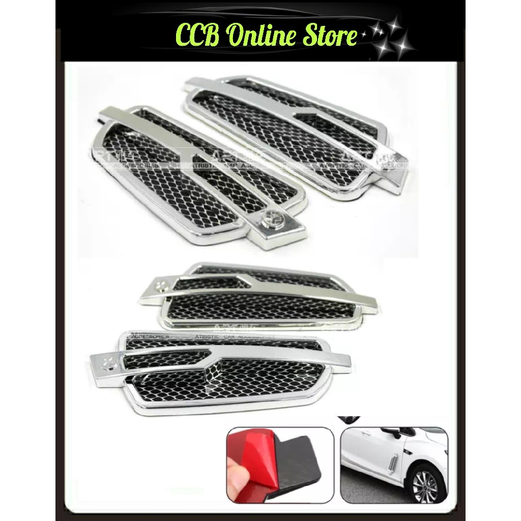 Universal Pair Car Side Air Flow Vent Cover Intake Decoration Stickers Side  Mesh Cover Hood Bonnet Car Styling ZW-5112