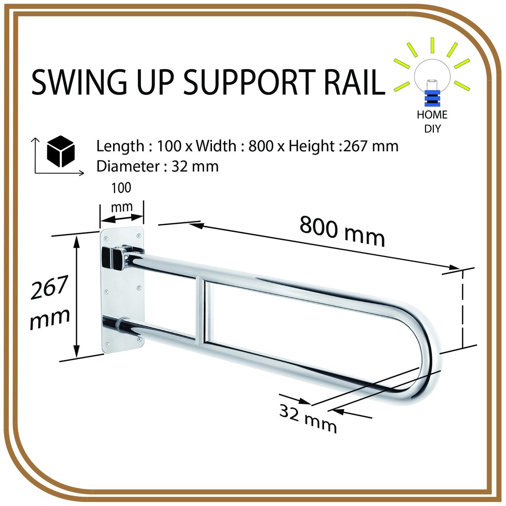 Stainless Steel SUS304 Matt Finish Swing-Up Support Rail - L100 X W800 ...
