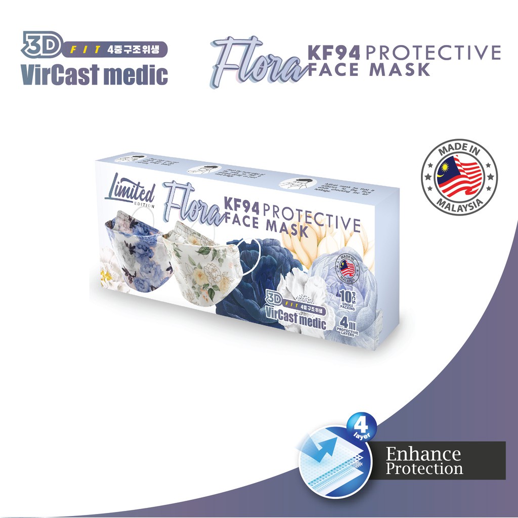 VirCast medic Flora KF94 Protective Face Mask 10s Limited Edition