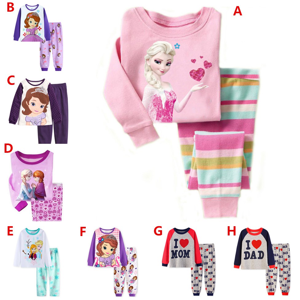 Elsa Anna Sofia Princess Cartoon Pajamas Suit Kids Girls Boys Long Sleeve  Sleepwear Homewear 1-7Y | Shopee Malaysia