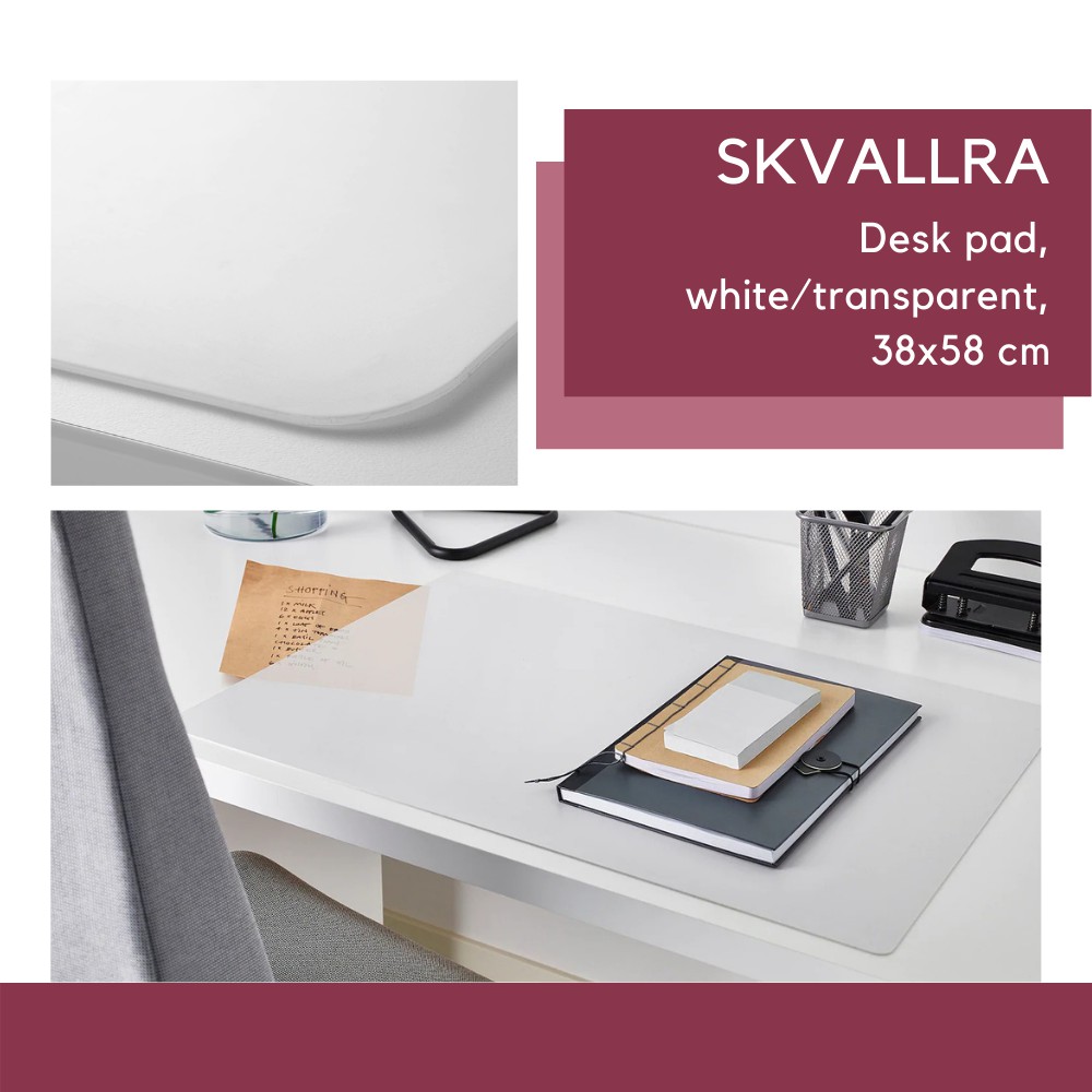 IKEA SKVALLRA Desk pad white transparent 38x58 cm 60x80 cm